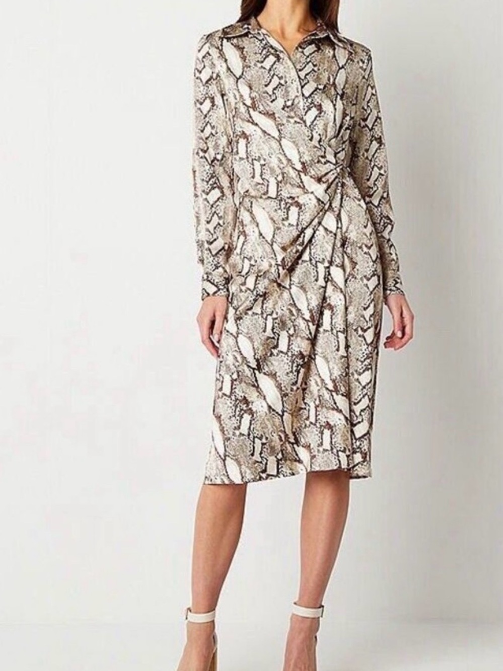Small ~ Worthington Sassy Silky Faux Wrap Dress Career Style